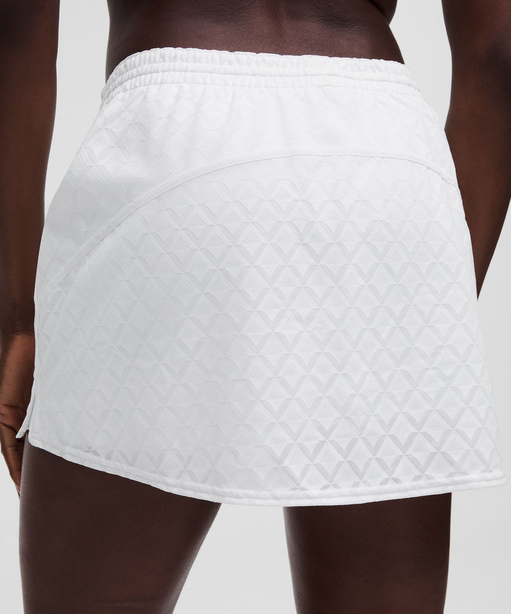 Textured Mesh High-Rise Tennis Skirt