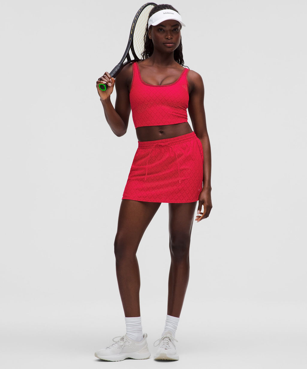 Textured Mesh High-Rise Tennis Skirt