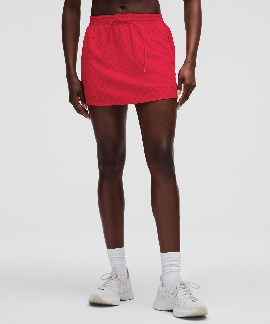 Textured Mesh High-Rise Tennis Skirt