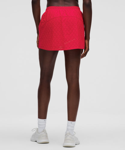 Textured Mesh High-Rise Tennis Skirt