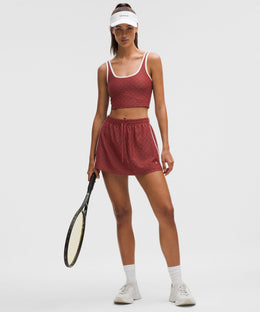 Textured Mesh High-Rise Tennis Skirt