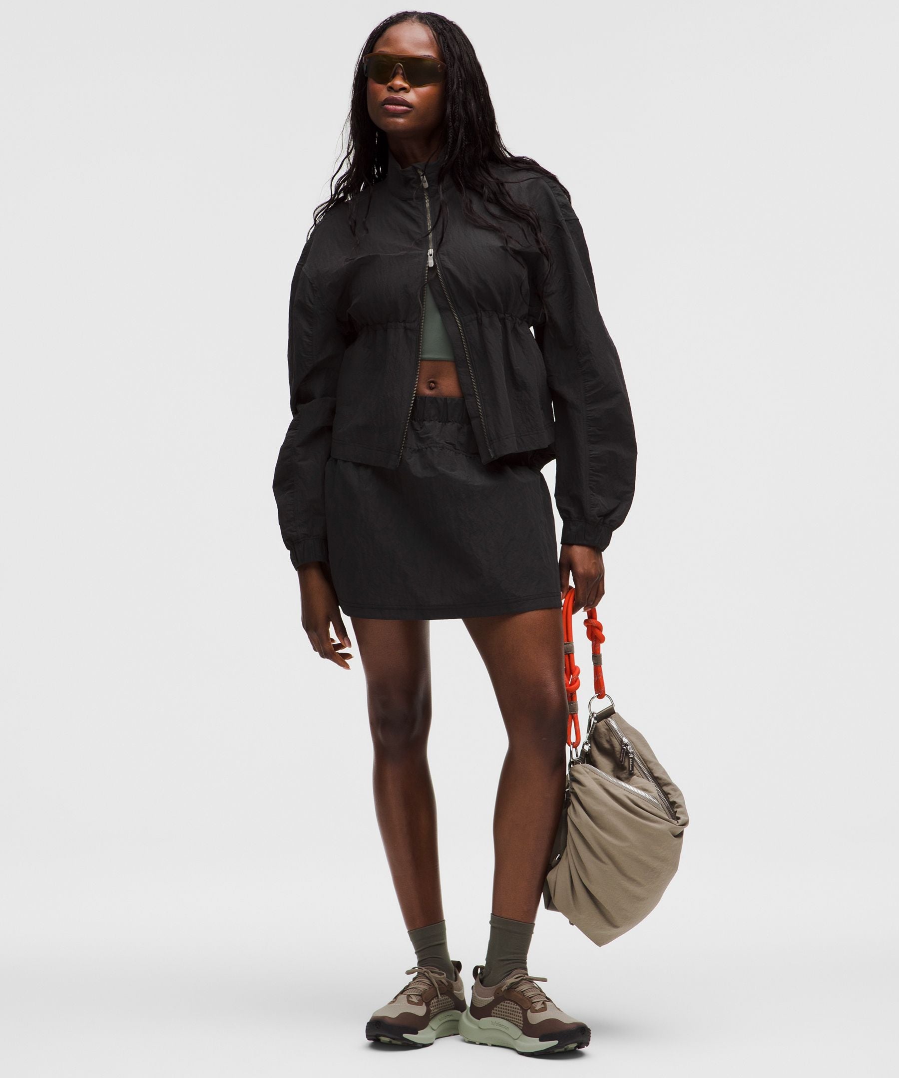 Crinkle Nylon High-Rise Mini Skirt