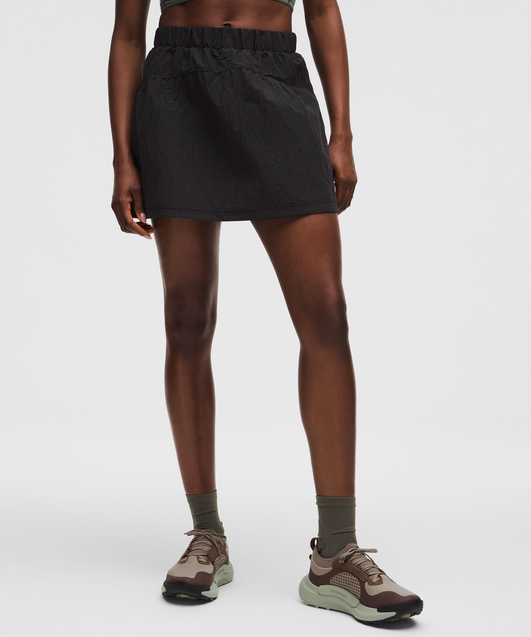 Crinkle Nylon High-Rise Mini Skirt