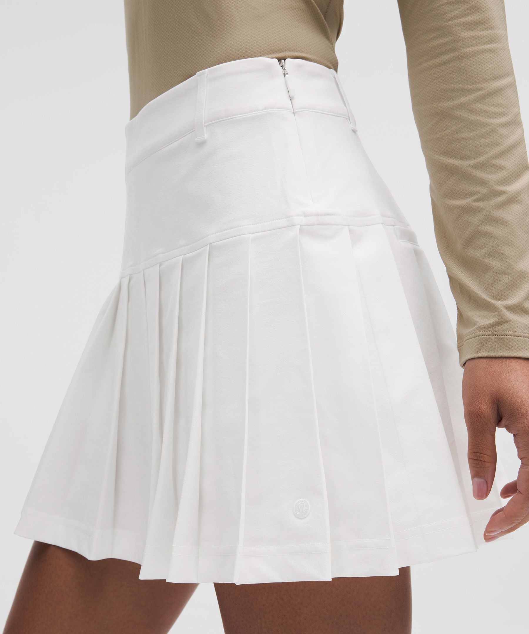 Drop-Waist Pleated High-Rise Golf Skirt