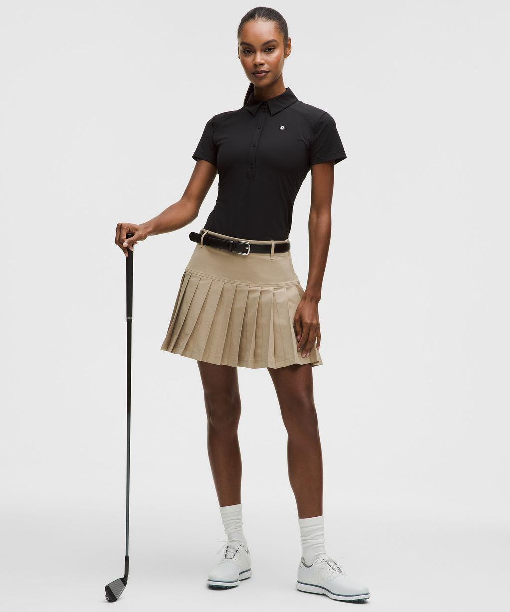 Drop-Waist Pleated High-Rise Golf Skirt