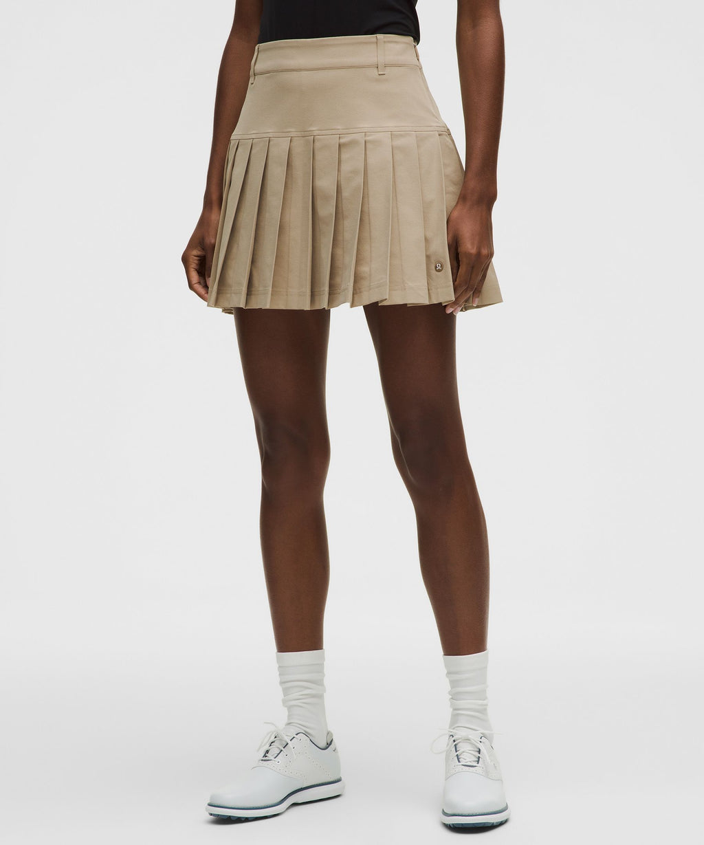 Drop-Waist Pleated High-Rise Golf Skirt