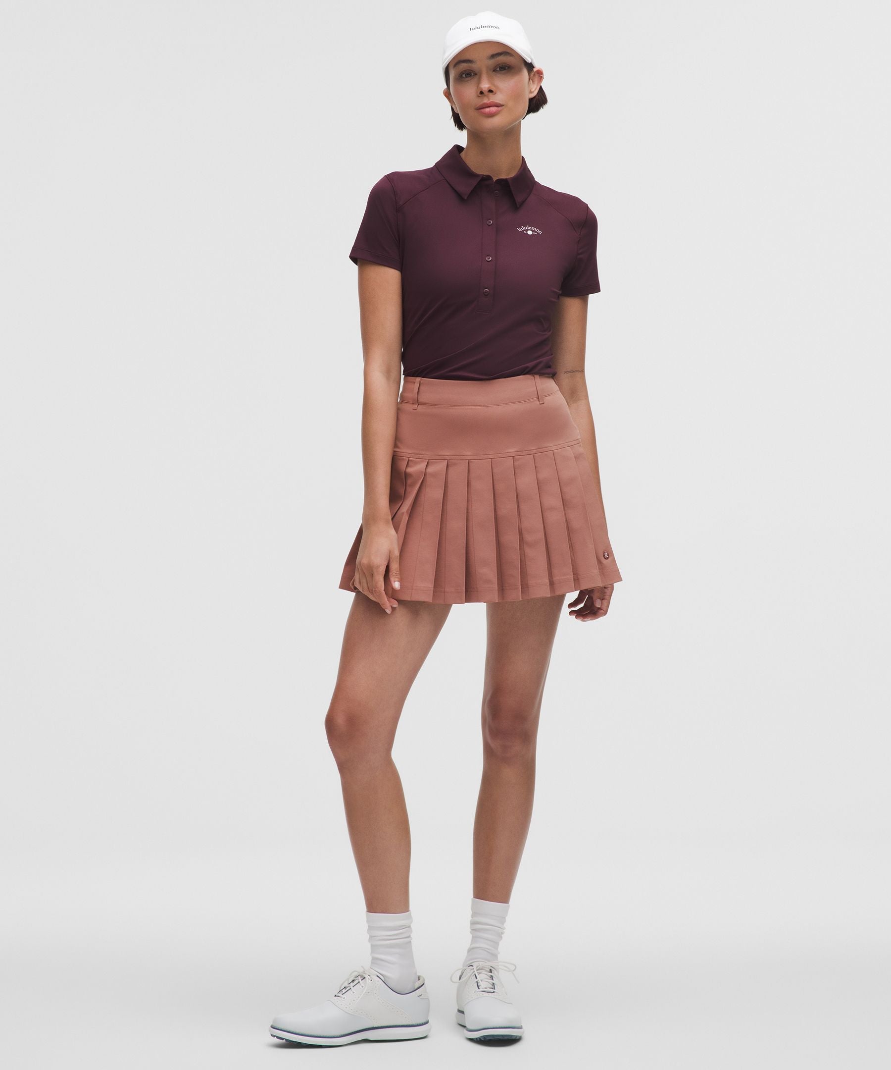 Drop-Waist Pleated High-Rise Golf Skirt