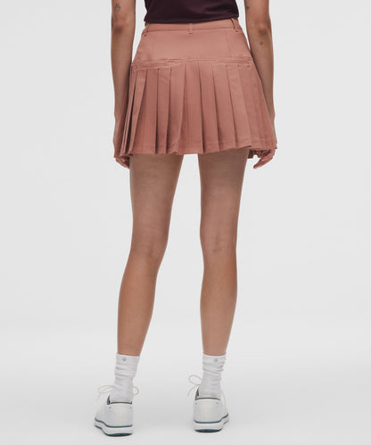 Drop-Waist Pleated High-Rise Golf Skirt
