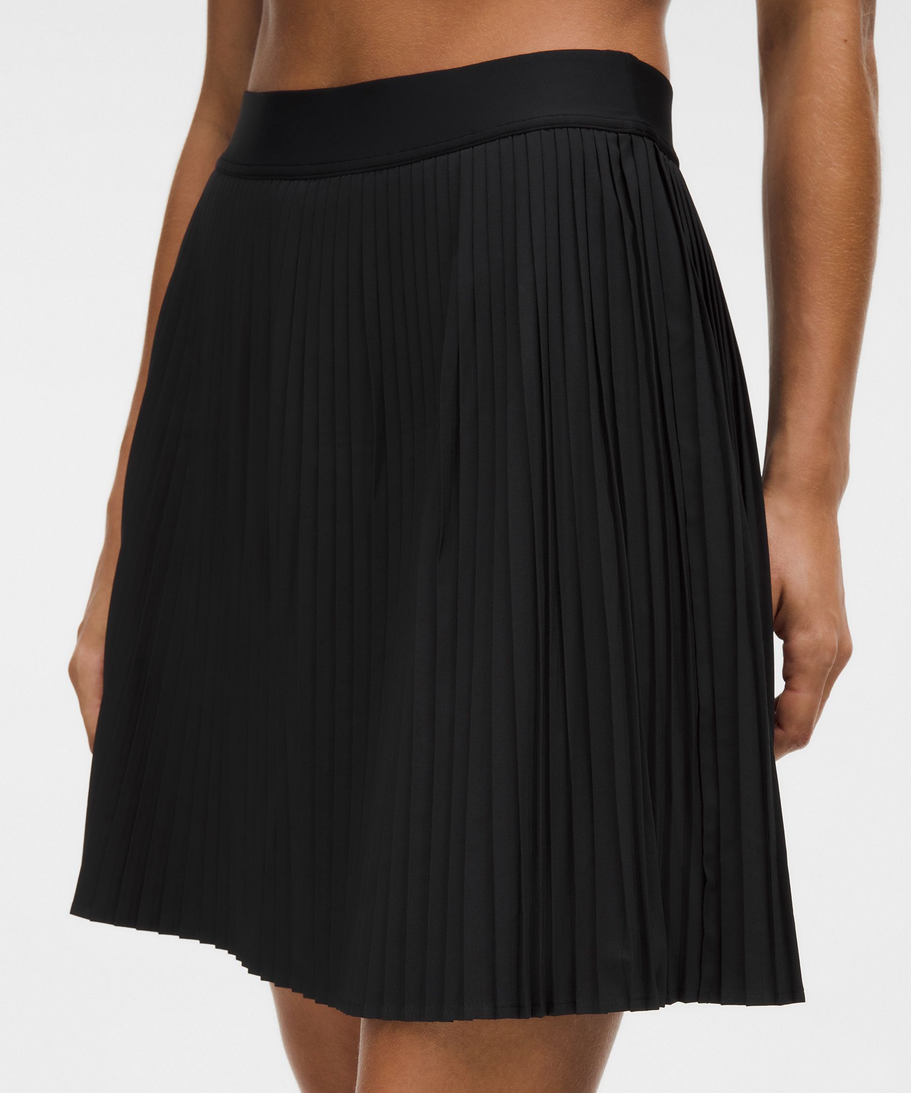 Pleated High-Rise Knee-Length Tennis Skirt