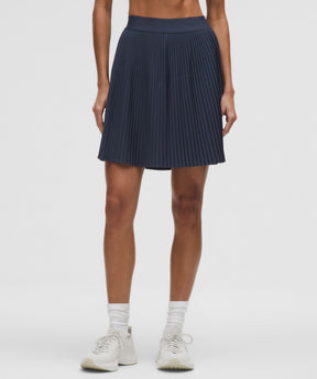 Pleated High-Rise Knee-Length Tennis Skirt