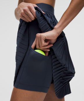 Pleated High-Rise Knee-Length Tennis Skirt