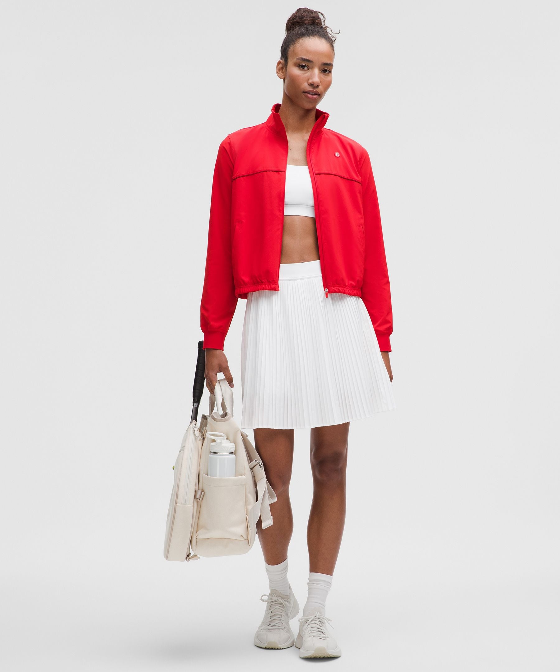 Pleated High-Rise Knee-Length Tennis Skirt