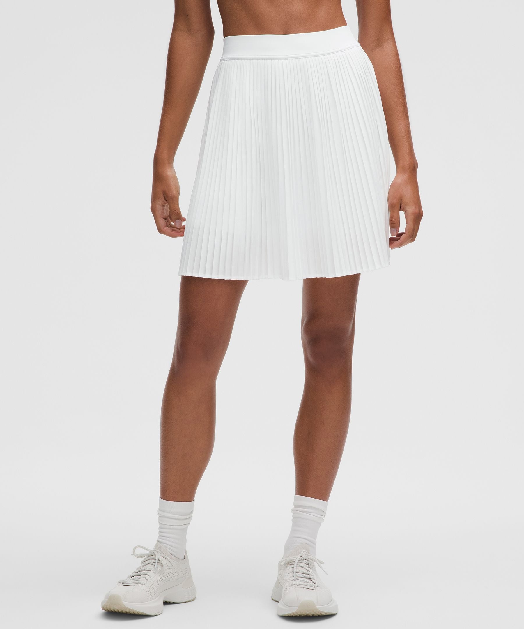 Pleated High-Rise Knee-Length Tennis Skirt