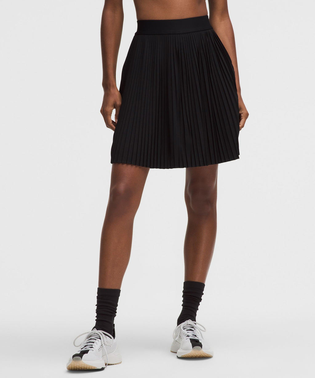 Pleated High-Rise Knee-Length Tennis Skirt