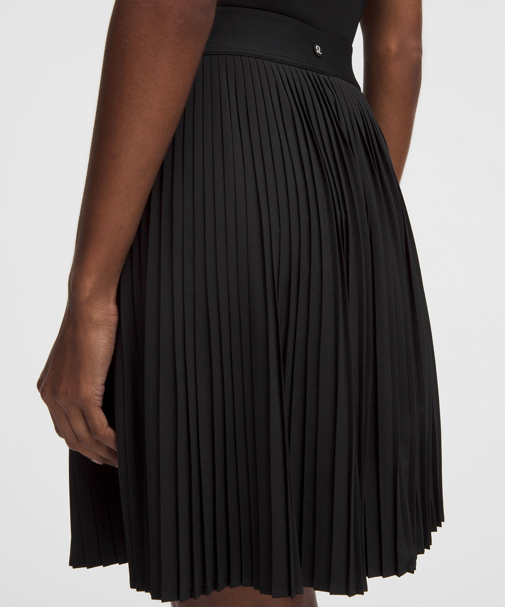 Pleated High-Rise Knee-Length Tennis Skirt