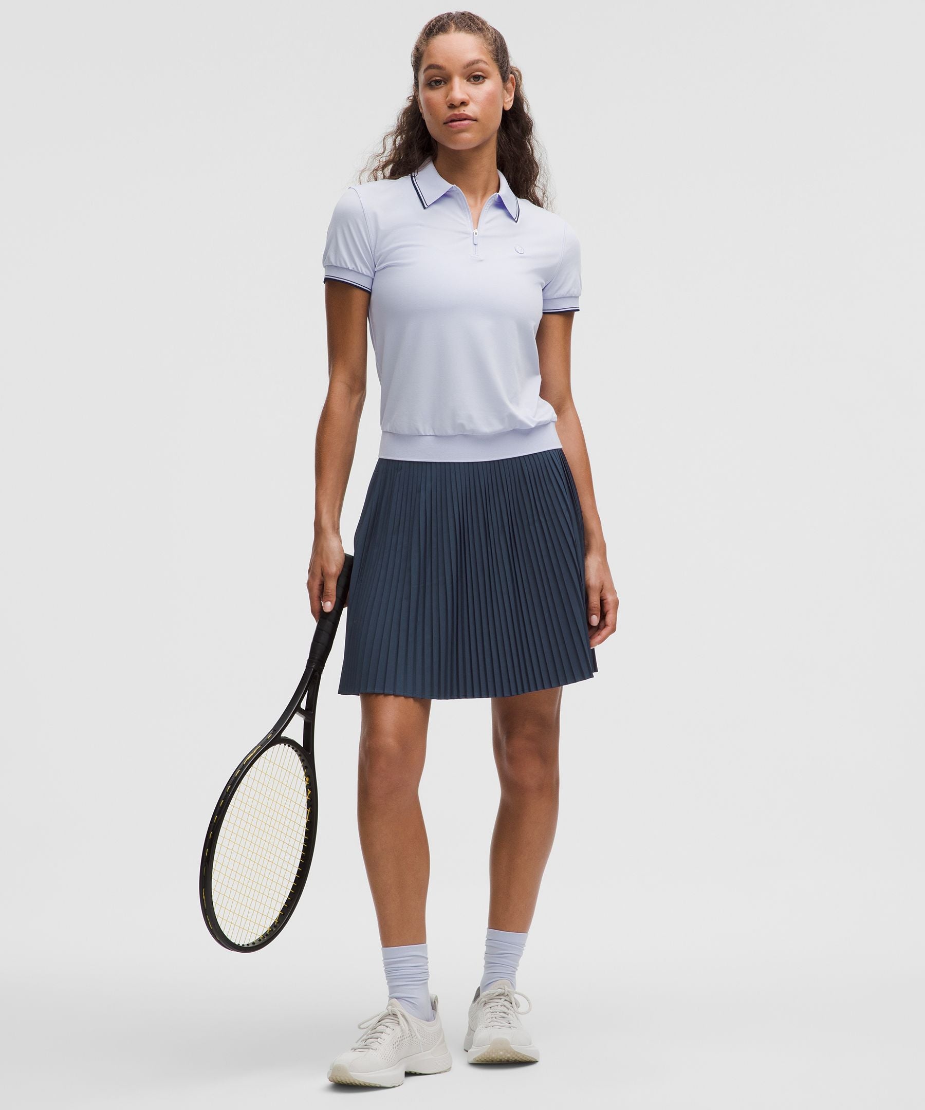 Pleated High-Rise Knee-Length Tennis Skirt