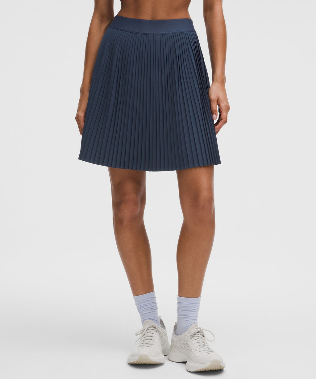 Pleated High-Rise Knee-Length Tennis Skirt