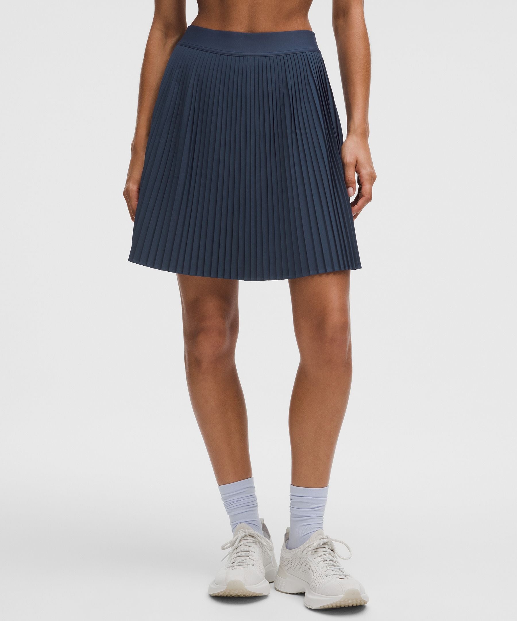 Pleated High-Rise Knee-Length Tennis Skirt