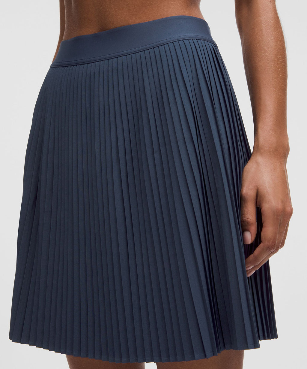 Pleated High-Rise Knee-Length Tennis Skirt