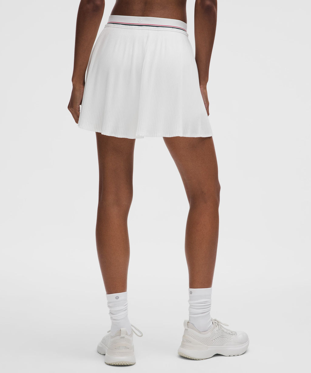 Logo-Waist Micro-Pleat Mid-Rise Tennis Skirt *Long