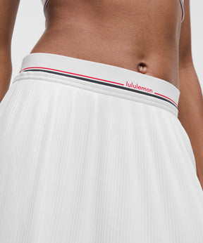 Logo-Waist Micro-Pleat Mid-Rise Tennis Skirt *Long