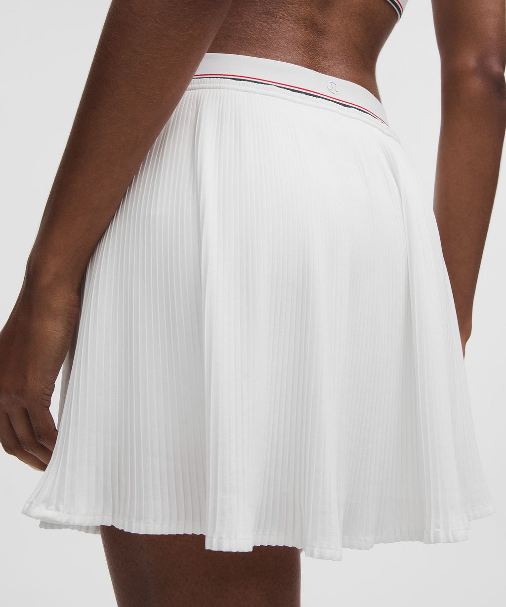 Logo-Waist Micro-Pleat Mid-Rise Tennis Skirt *Long