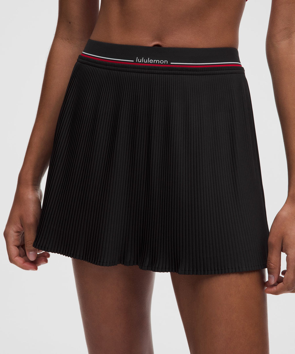 Logo-Waist Micro-Pleat Mid-Rise Tennis Skirt *Long