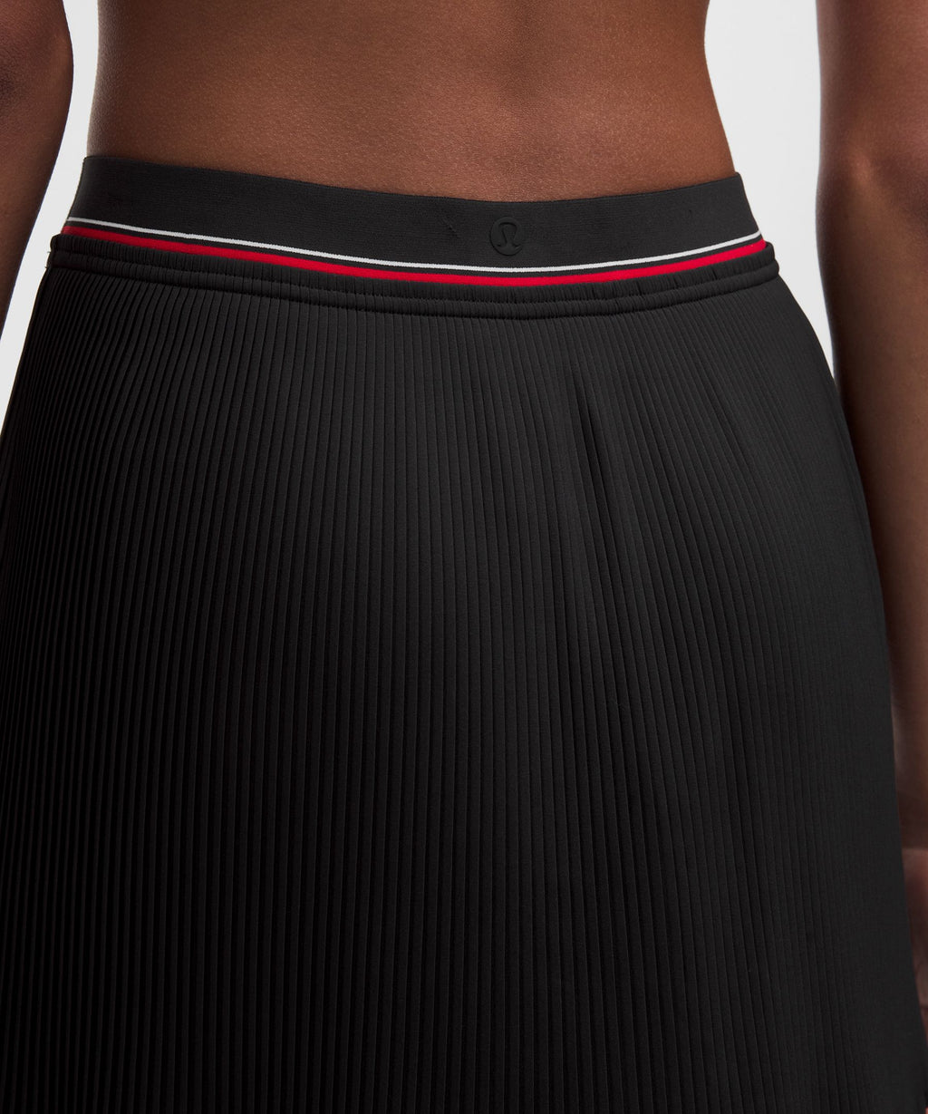 Logo-Waist Micro-Pleat Mid-Rise Tennis Skirt *Long