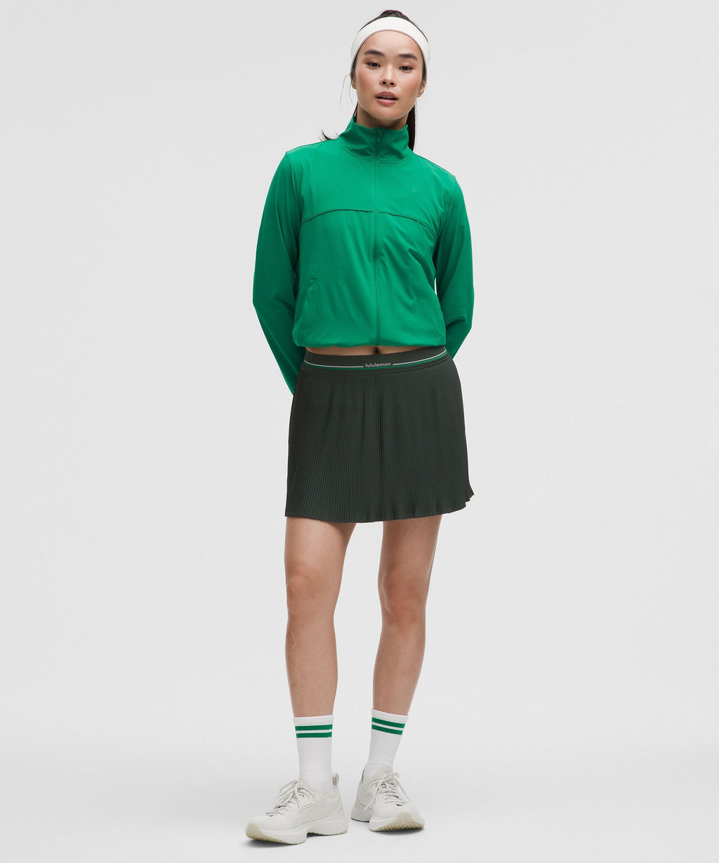 Logo-Waist Micro-Pleat Mid-Rise Tennis Skirt *Long