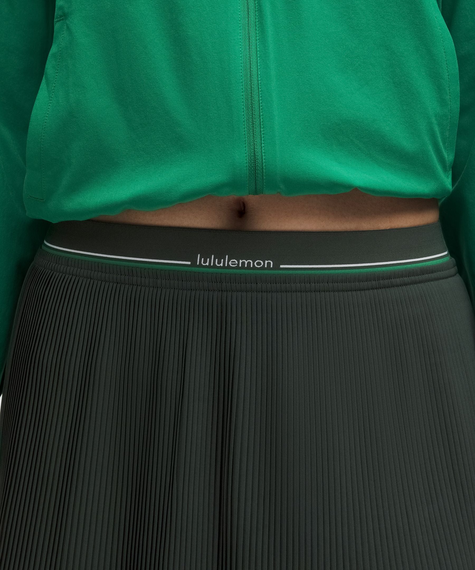 Logo-Waist Micro-Pleat Mid-Rise Tennis Skirt *Long