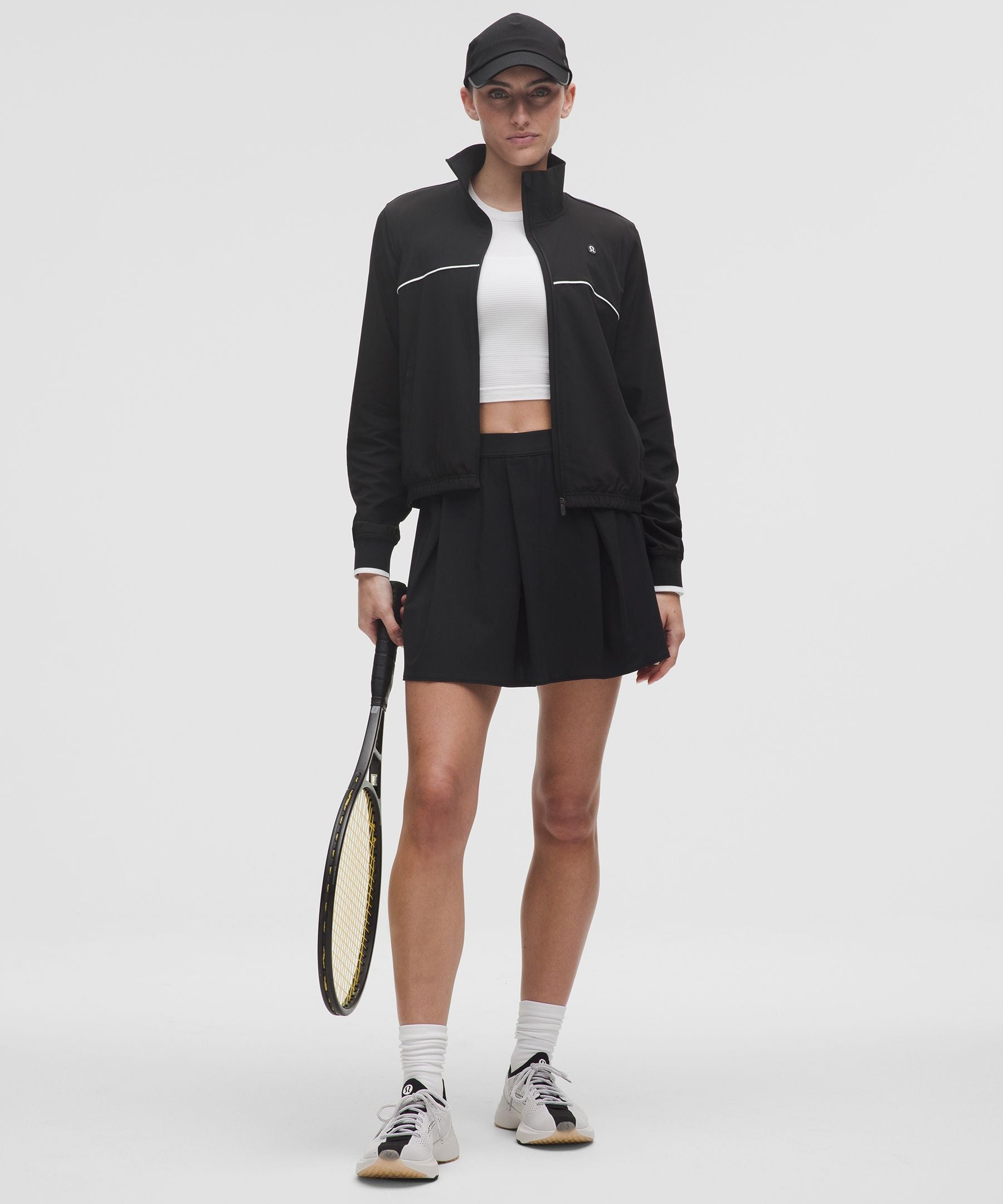 Angled-Pleat High-Rise Tennis Skirt