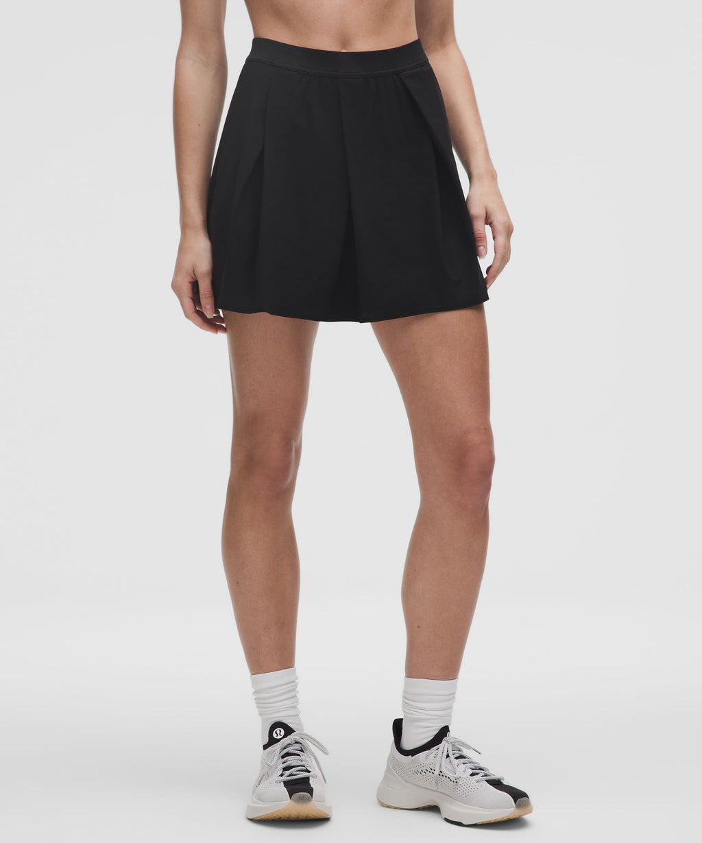 Angled-Pleat High-Rise Tennis Skirt