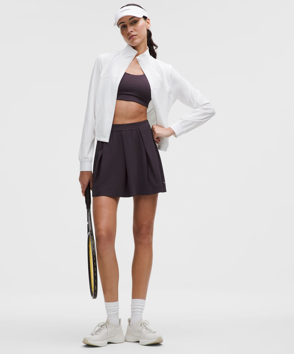Angled-Pleat High-Rise Tennis Skirt