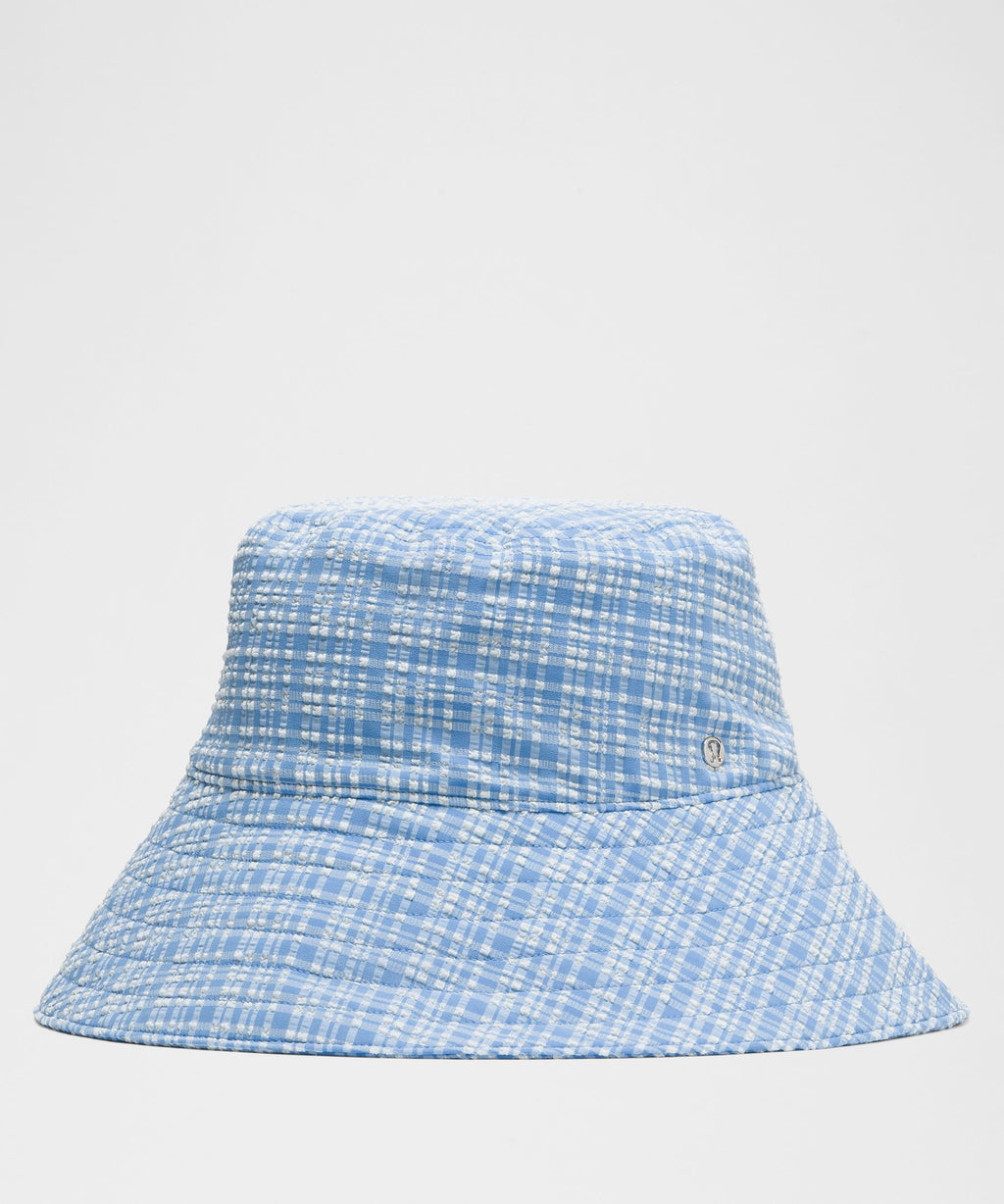 Women's Seersucker Check Wide-Brim Hat