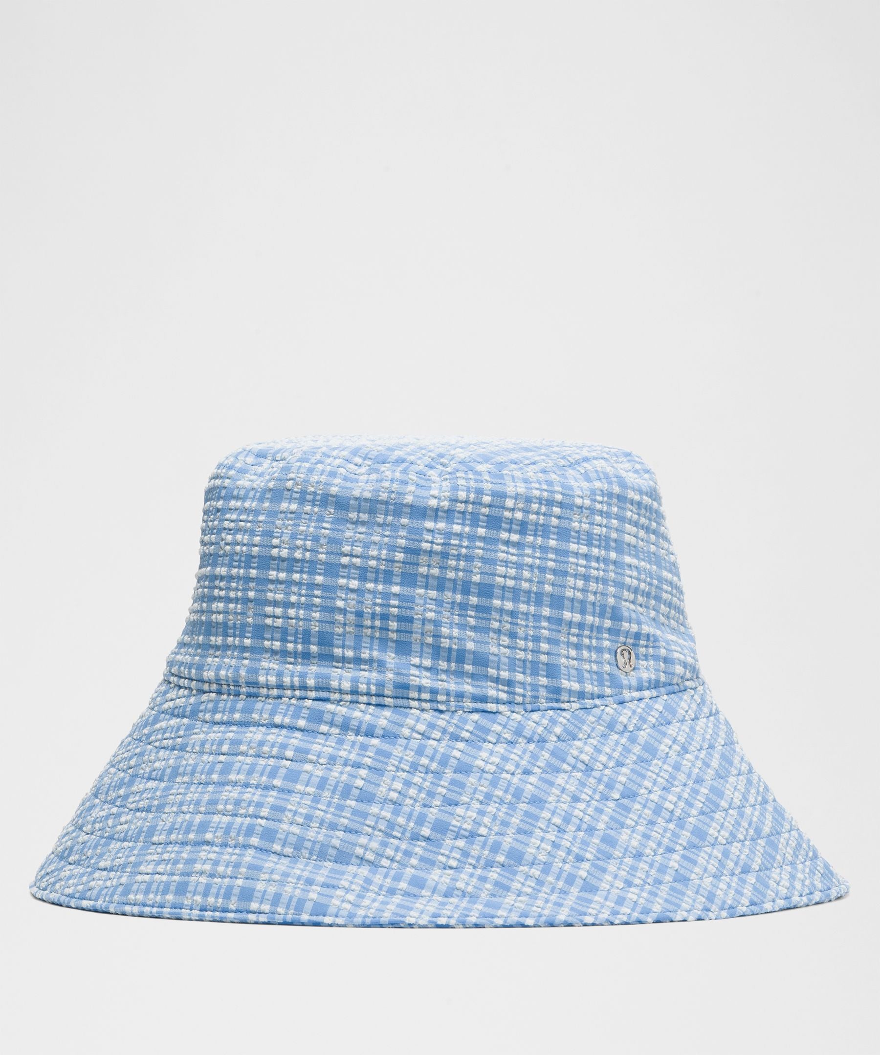 Women's Seersucker Check Wide-Brim Hat