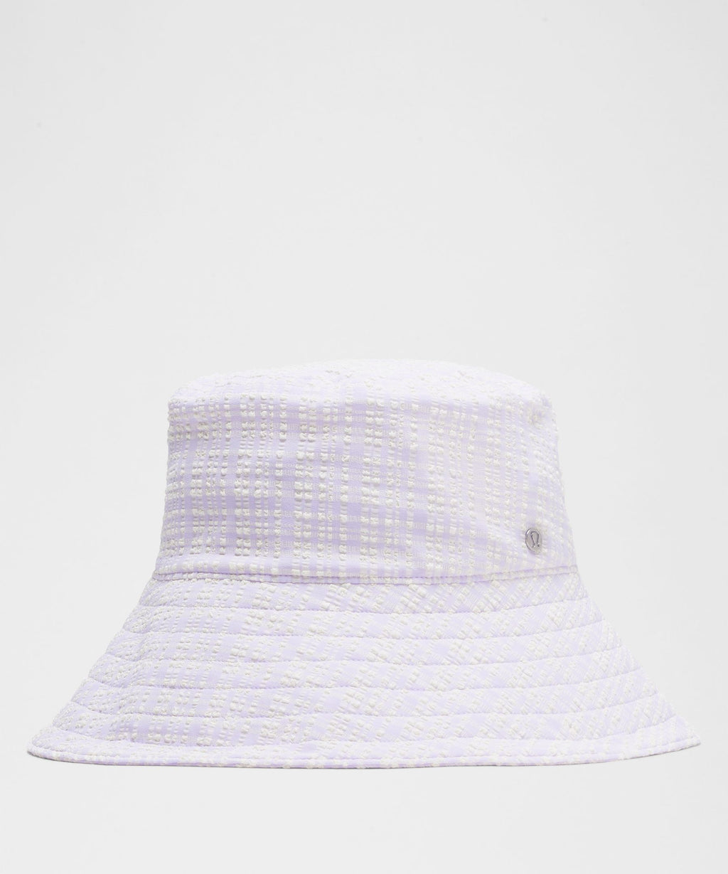 Women's Seersucker Check Wide-Brim Hat