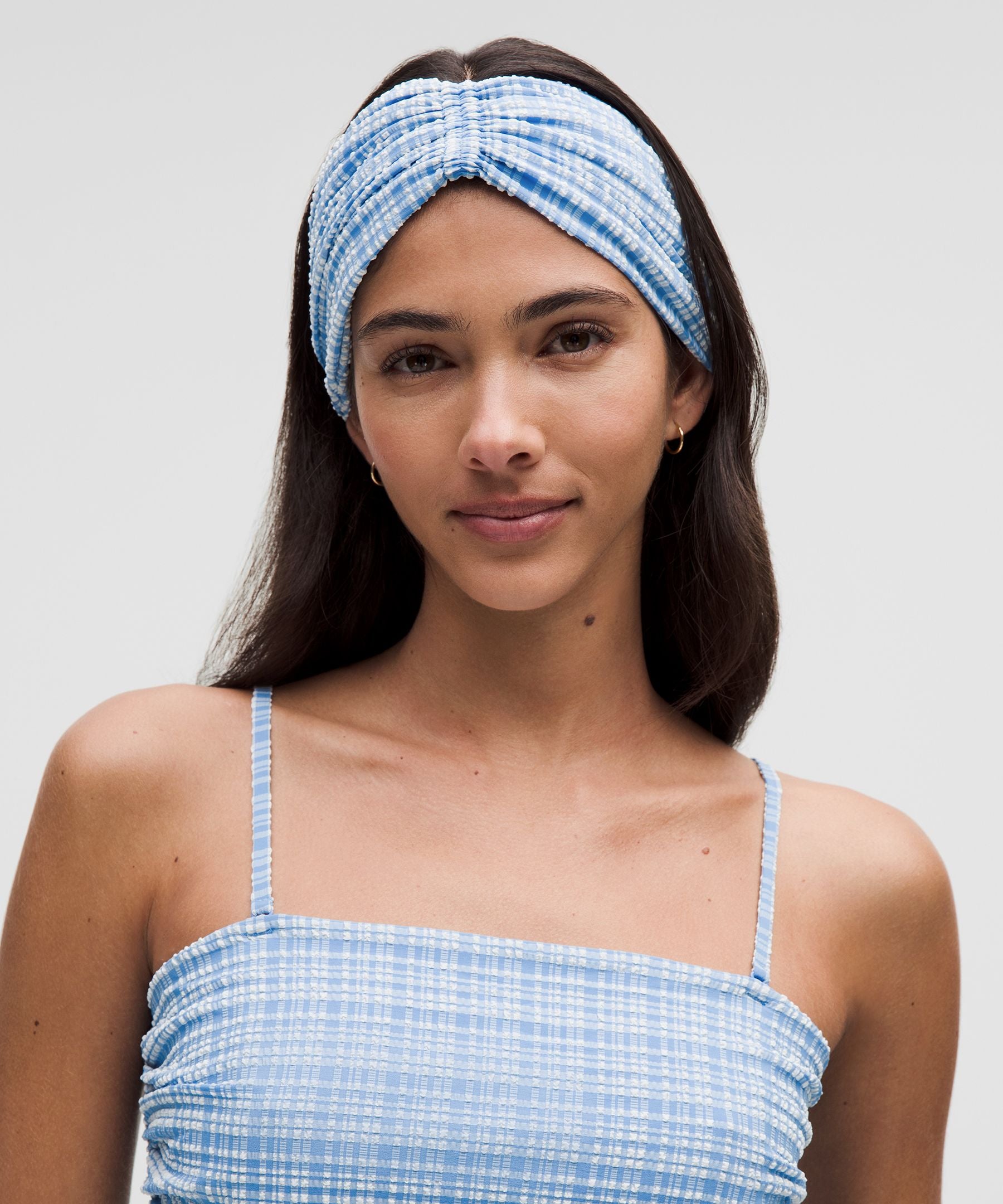 Women's Seersucker Check Gathered Headband