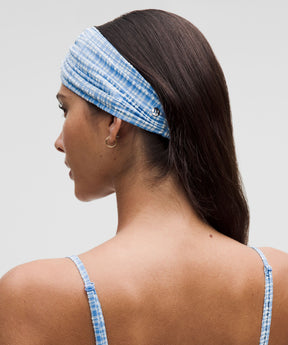 Women's Seersucker Check Gathered Headband