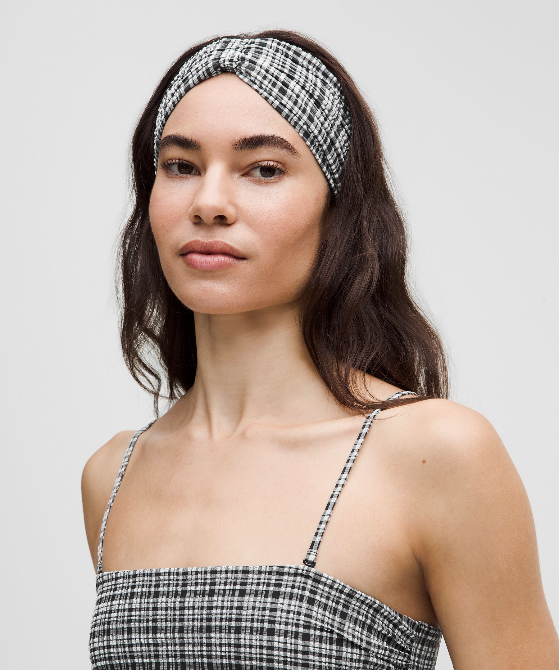 Women's Seersucker Check Gathered Headband