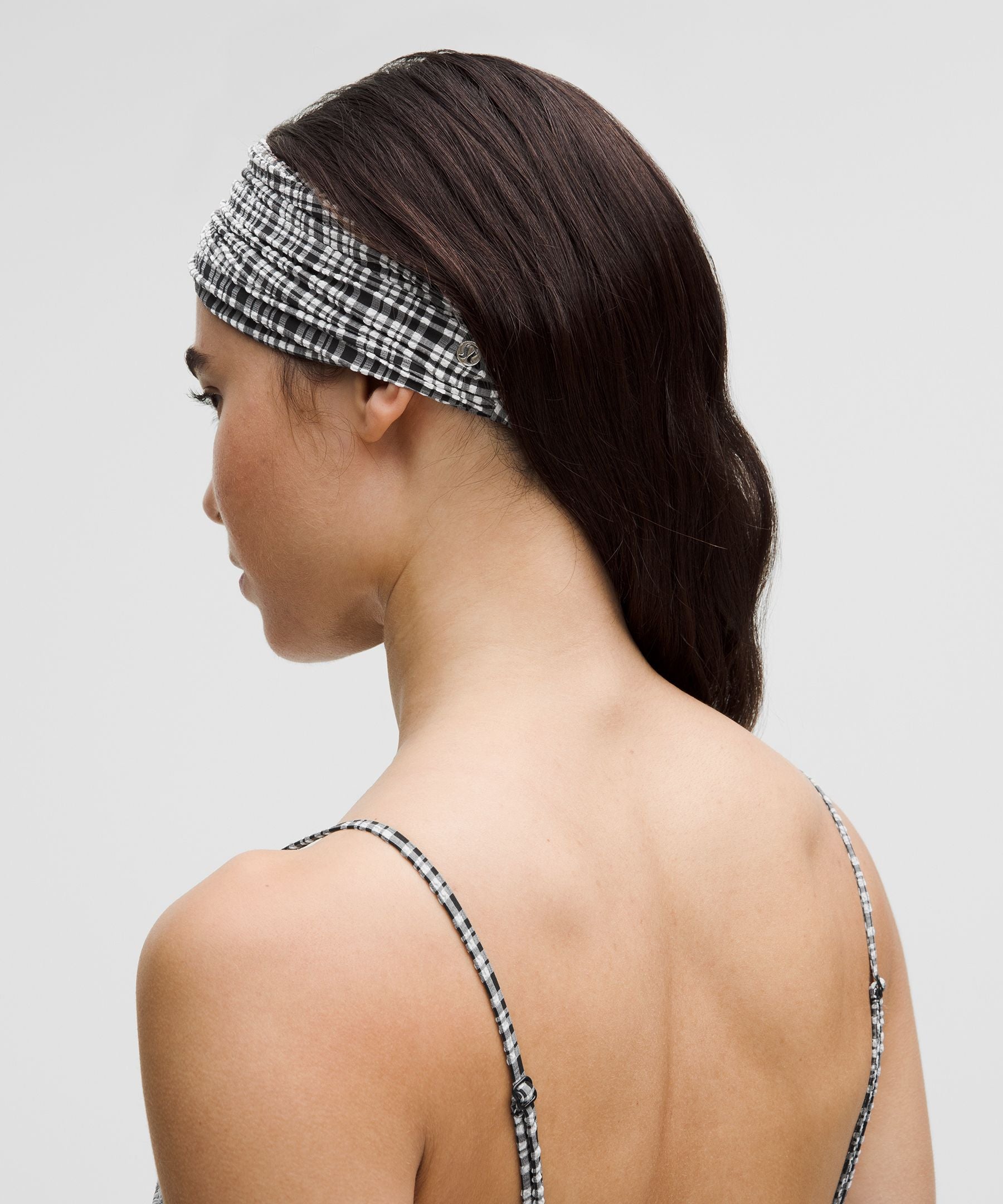 Women's Seersucker Check Gathered Headband