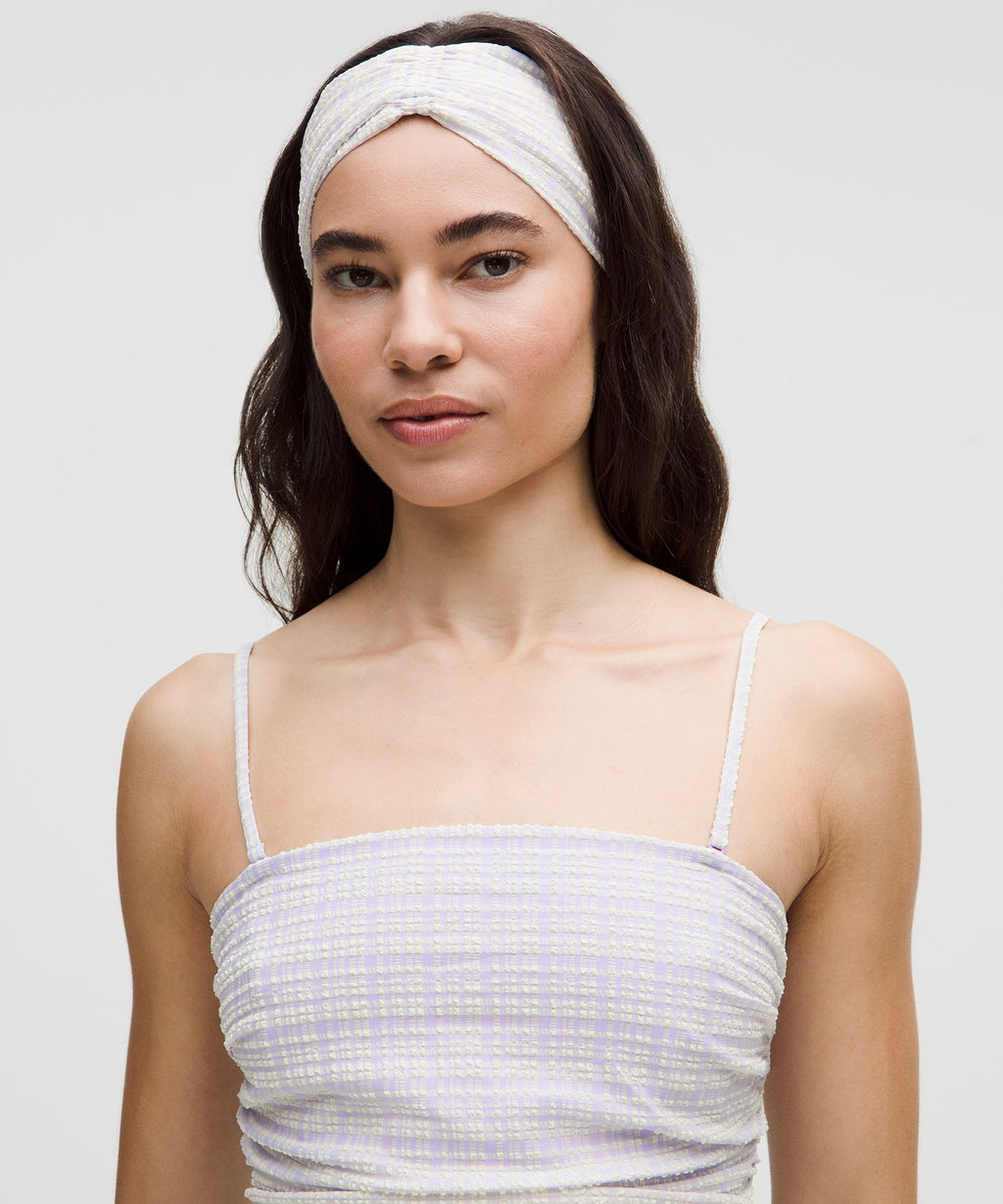 Women's Seersucker Check Gathered Headband