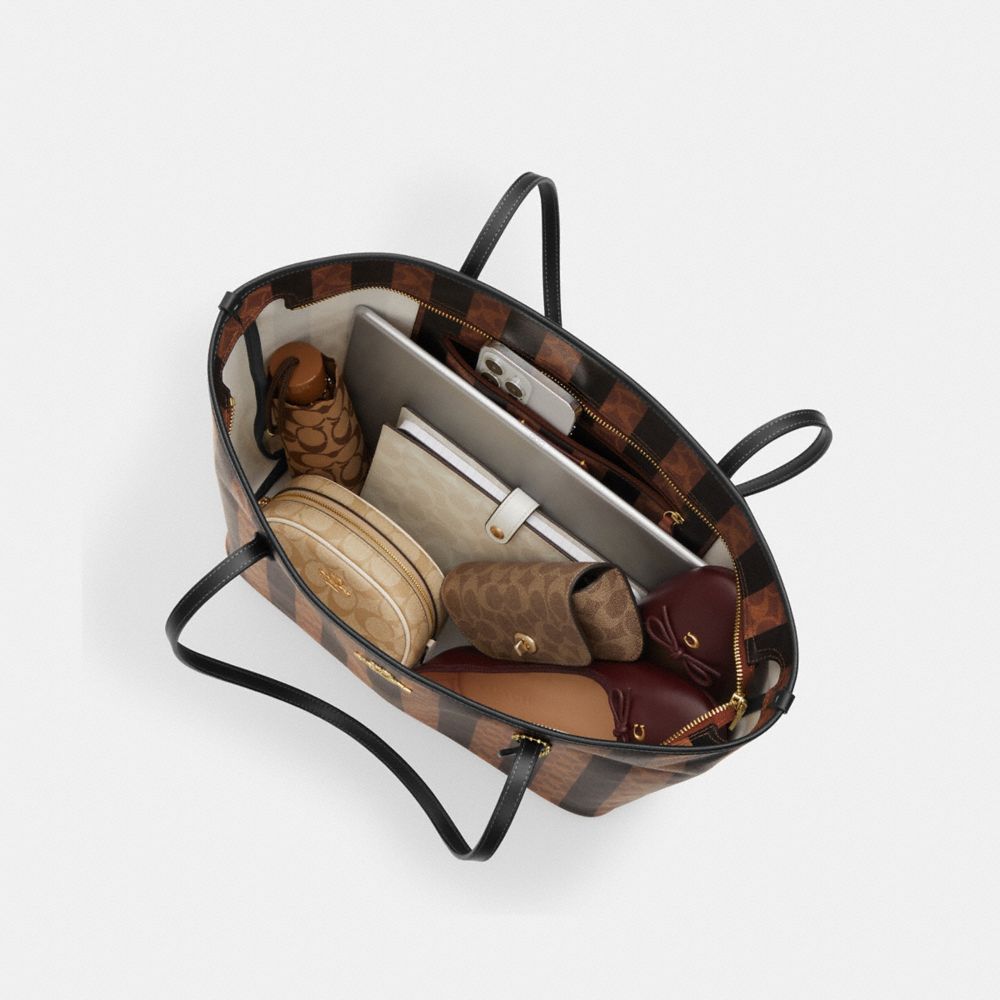 Large City Tote Bag In Signature Canvas With Stripe