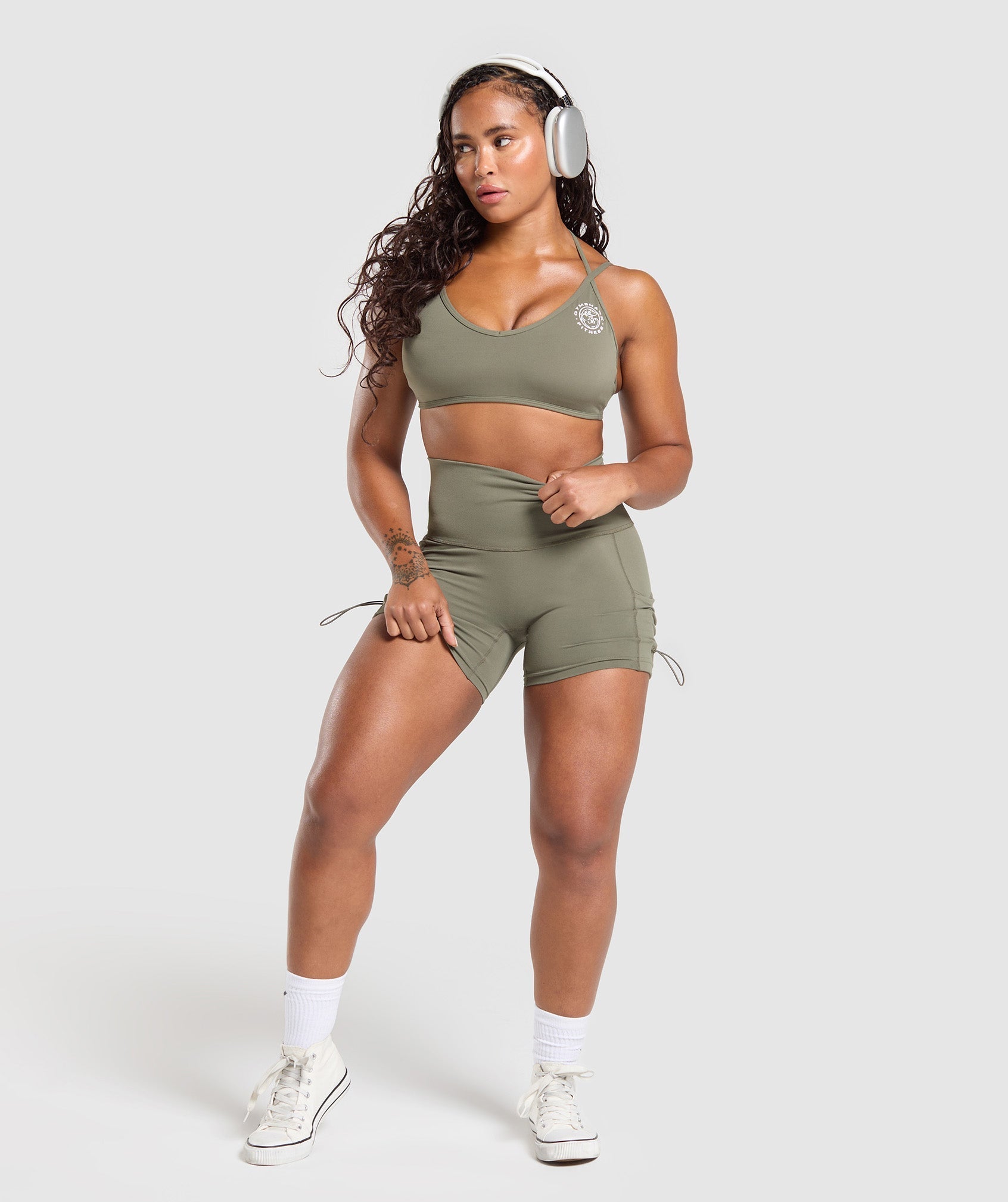 Gymshark Legacy Logo Tight Shorts - Base Green