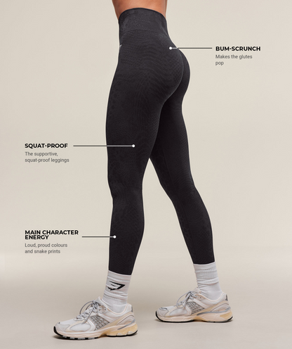 Gymshark Adapt Animal X Whitney Seamless Leggings - Asphalt Grey/Black