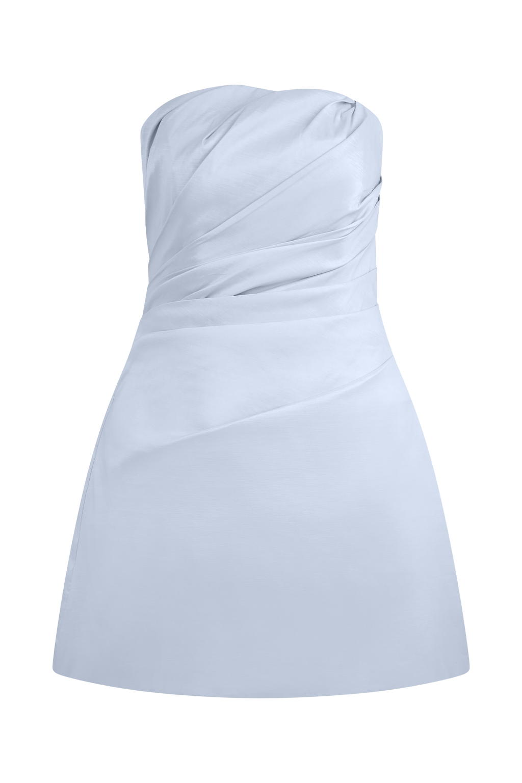 Leslie Gathered Taffeta Mini Dress - Frosted Blue
