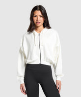 Gymshark Lifestyle Club Graphic Zip Up Hoodie - Soft White