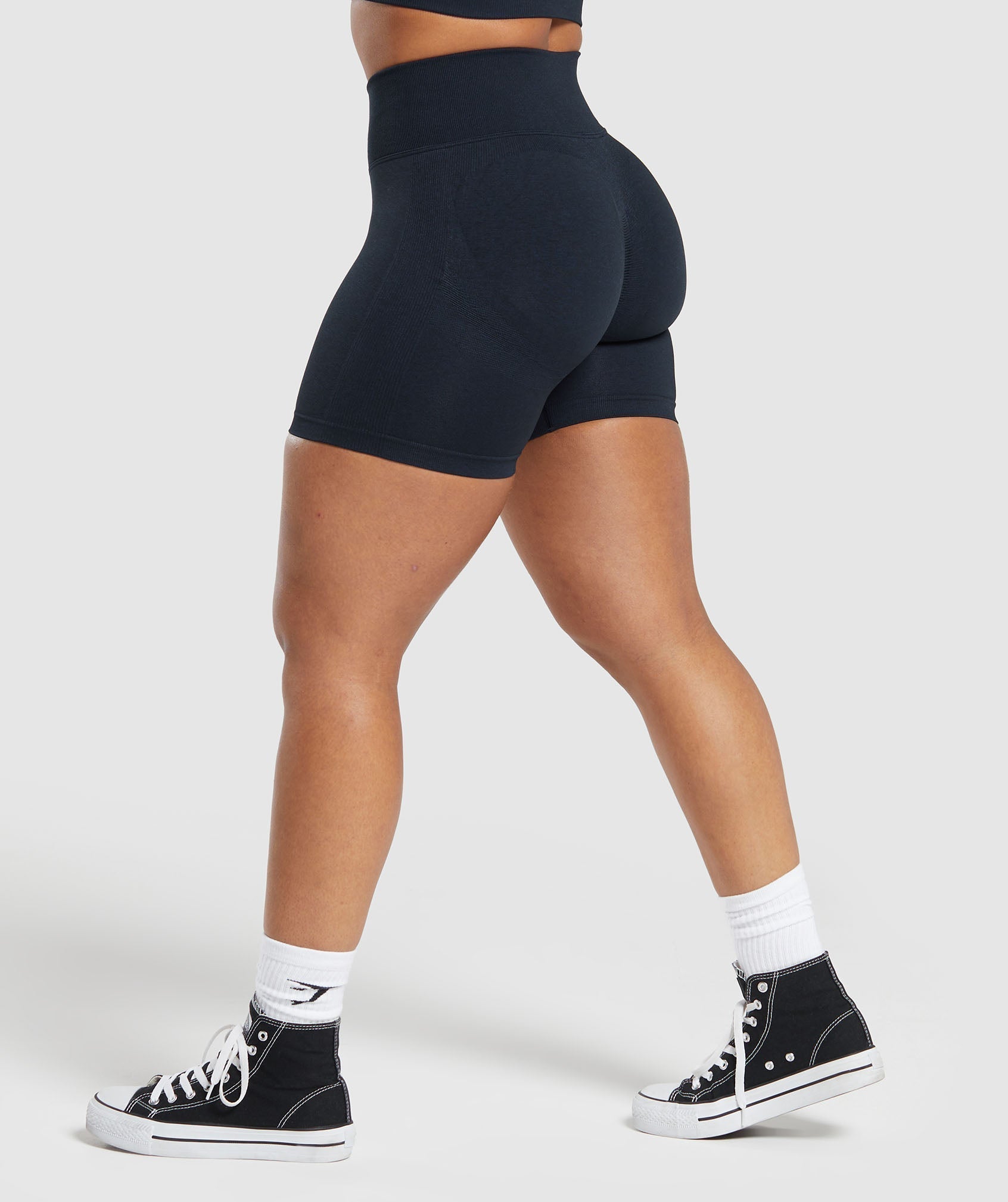 Gymshark Lift Seamless Shorts - Midnight Blue/Black Marl