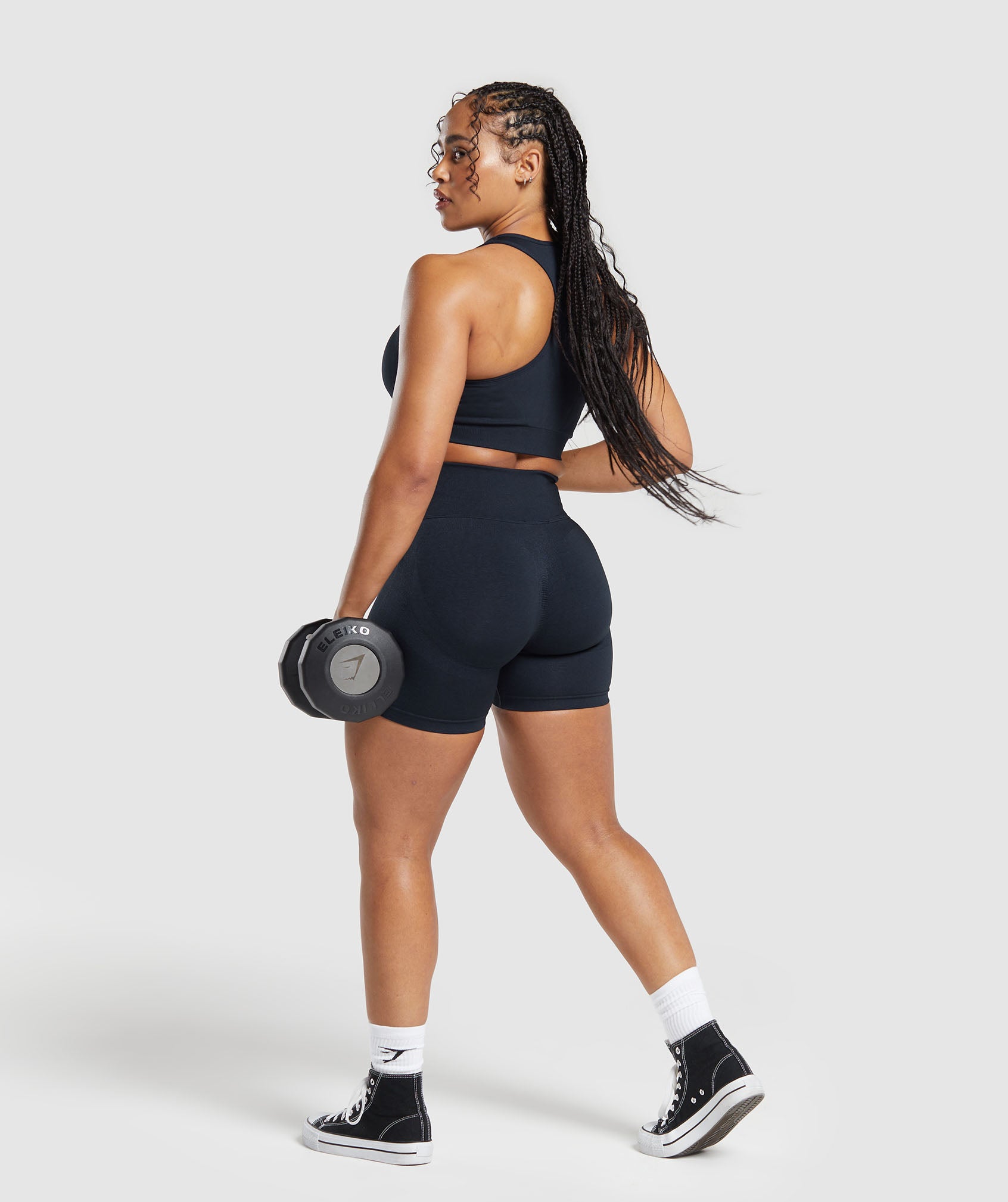 Gymshark Lift Seamless Shorts - Midnight Blue/Black Marl