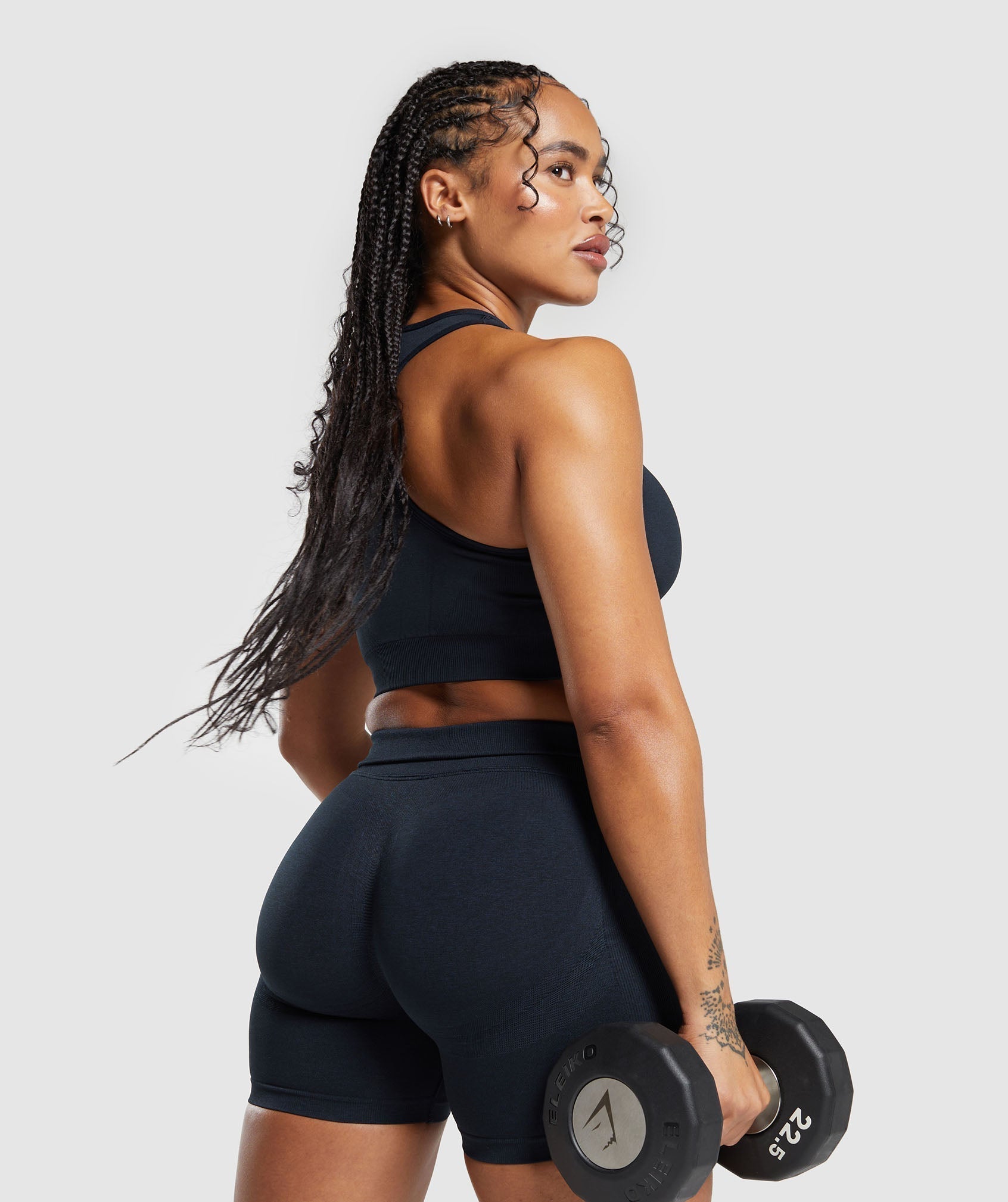 Gymshark Lift Seamless Shorts - Midnight Blue/Black Marl