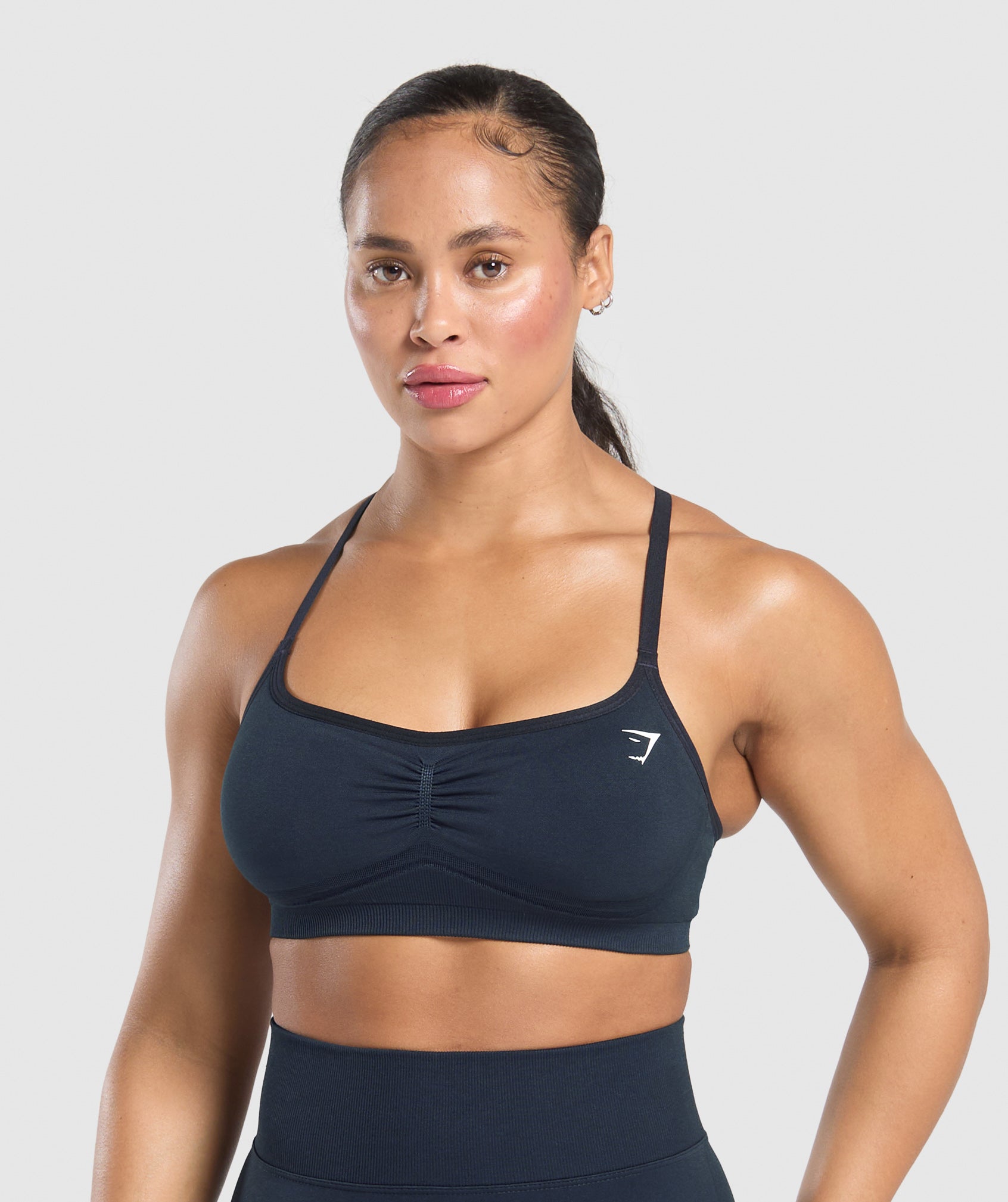 Gymshark Lift Seamless Sports Bra - Midnight Blue/Black Marl